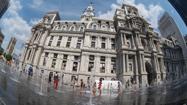 Philadelphia City Hall water play 
