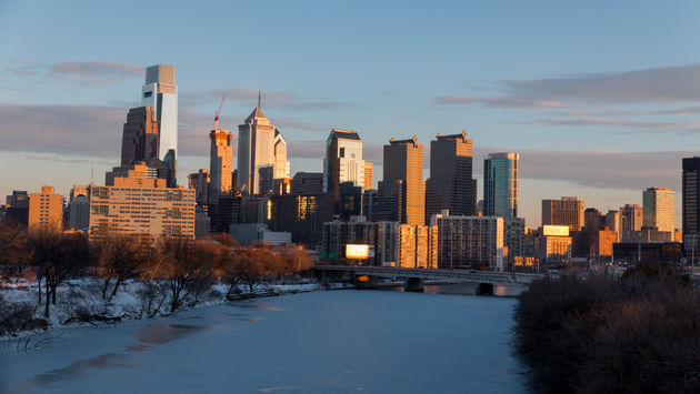 Philadelphia Skyline in winter.