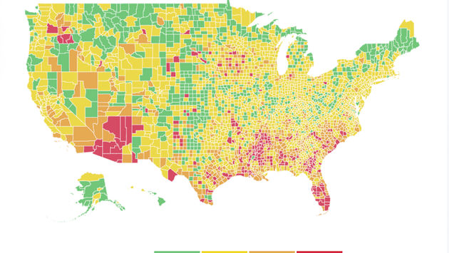 Harvard Global Health Institute's new COVID Risk Level Map of the U.S.