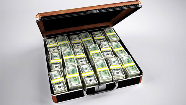 Suitcase full of money, cash
