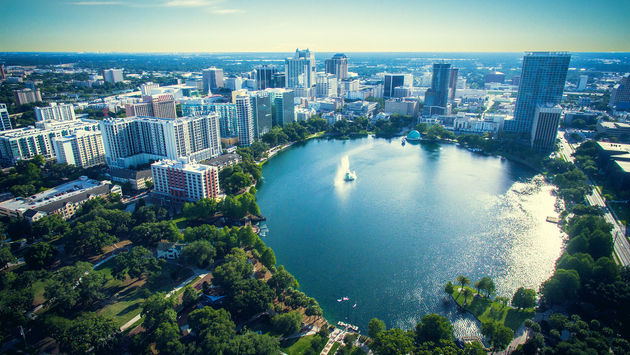 View of Orlando Florida from Lake Eola Park