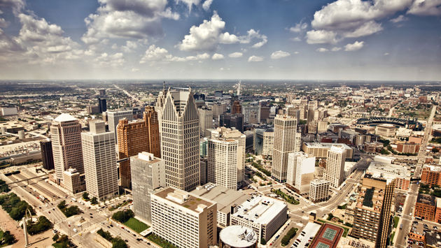 Aerial view of Downtown Detroit