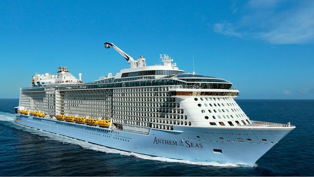 Royal Caribbean International's Anthem of the Seas at sea with the North Star capsule deployed.