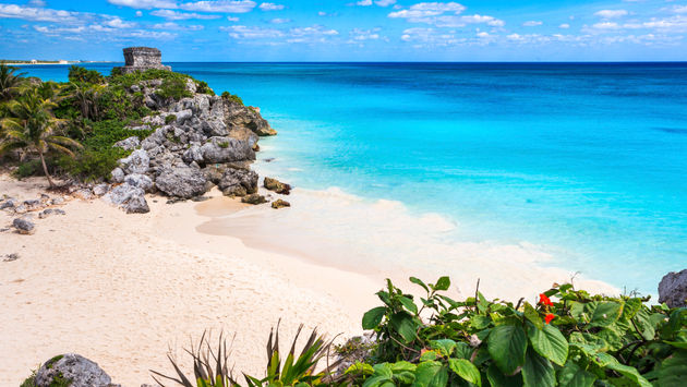 Tulum ruins and beach in Mexico