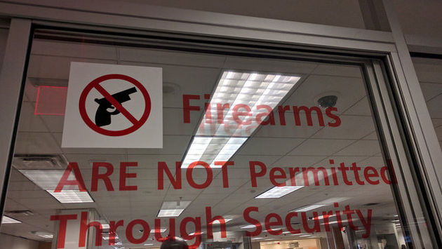 No guns allowed on planes sign, TSA checkpoint, Atlanta International Airport