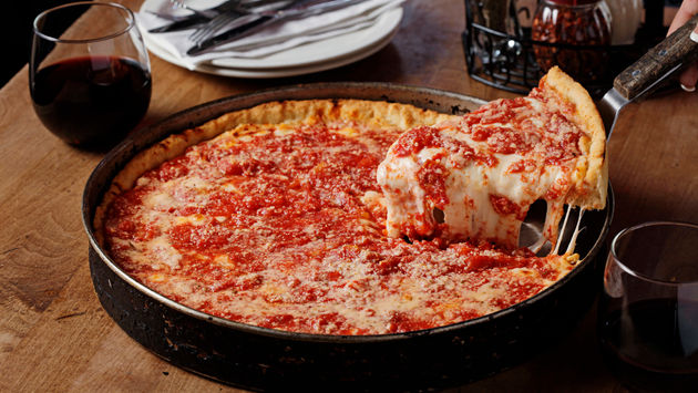 Deep-dish pizza from Lou Malnati’s Pizzeria in Chicago