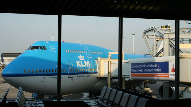 KLM flight at Amsterdam Schiphol Airport