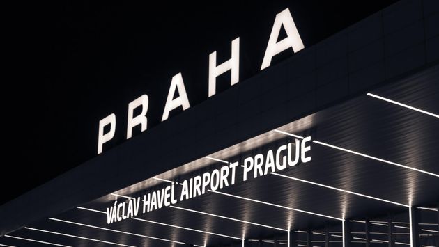Night view of Vaclav Havel Airport Prague