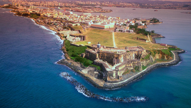 Vista aérea de San Juan, Puerto Rico.