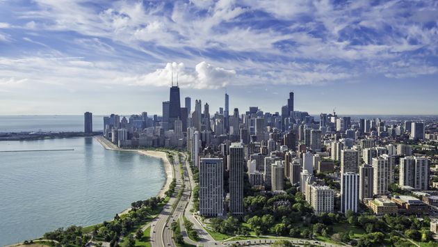 Aerial view of Chicago skyline
