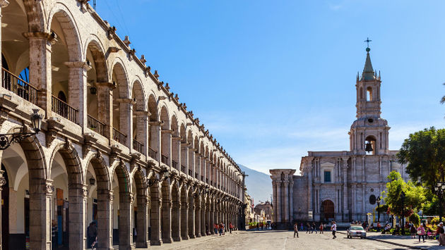 Arequipa, Peru offers its visitors a rich colonial history in ancient churches and monasteries.  (Photo via Vadim_Nefedov/iStock/Getty Images Plus).