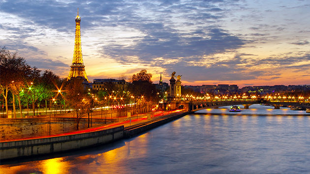 Paris, Seine River, Sunset