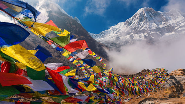 Prayer flags, Mount Annapurna, Nepal