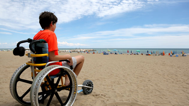 boy, wheelchair, beach, beach wheelchair