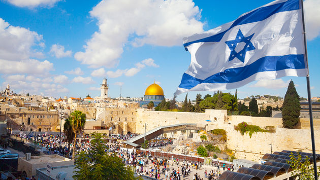 Israel, flag, Jerusalem, old city, western wall
