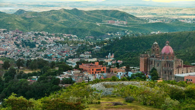 Aerial cityscape of Guanajuato, Guanajuato, Mexico.