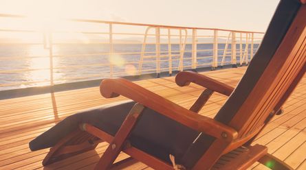Deck chair on a cruise ship on the promenade deck