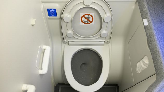An airplane toilet