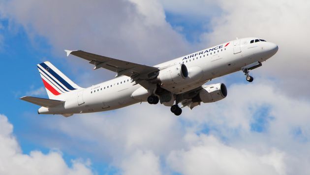Air France Airbus A320 taking off from Spain's Barcelona-El Prat Airport