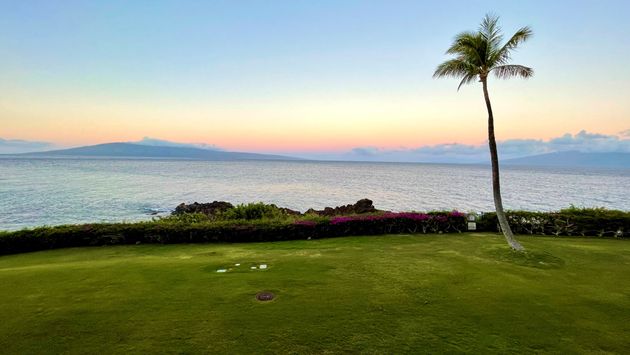 Early morning sunrise ocean view from a balcony at Moana at Sheraton Maui Resort & Spa