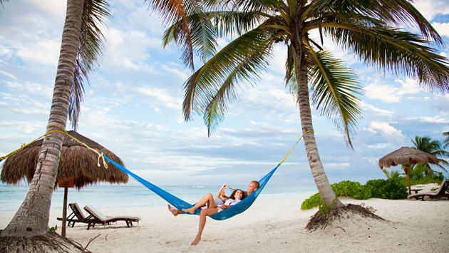 Couple in hammock on vacation