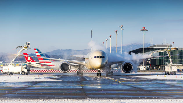 plane, snow, airport