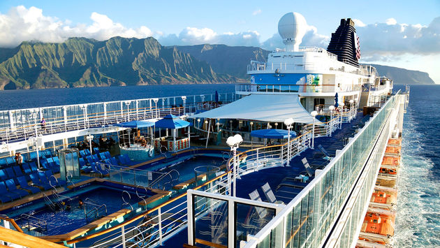 Norwegian Cruise Line's Pride of America off the Na Pali Coast in Hawaii