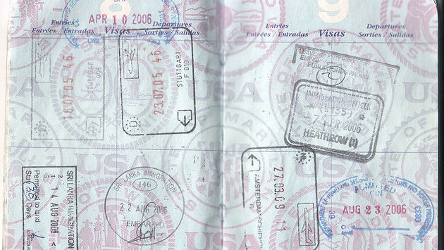 A passport all filled up.