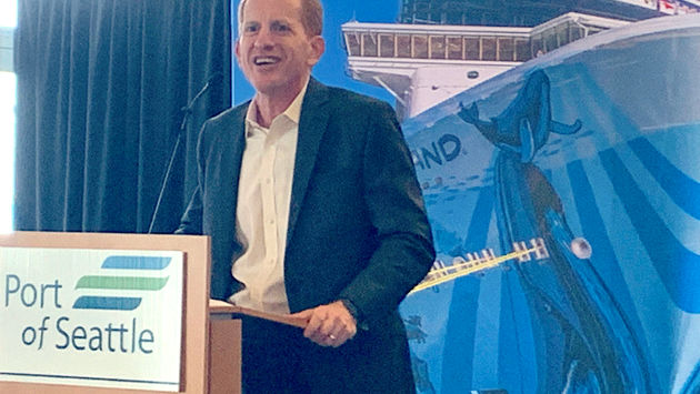 NCL President Harry Sommer at launch of Alaska season in Seattle.
