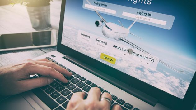 Bookings, air travel, flights, online, laptop, planning, airplanes