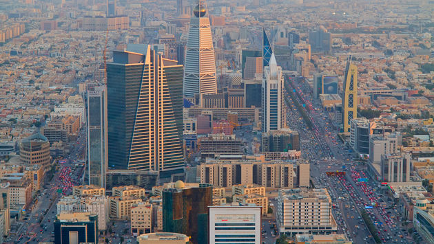 Aerial view of Riyadh downtown on February 29, 2016 in Riyadh, Saudi Arabia.