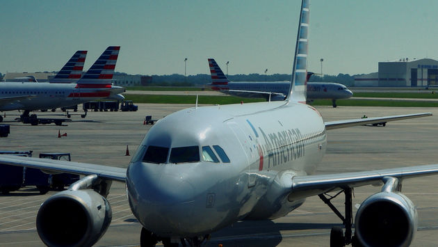 American Airlines plane parked at Charlotte Douglas International Airport