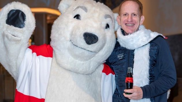 Coke mascot with NCL's Harry Sommer