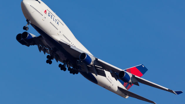 Delta Air Lines Boeing 747 takes off from John F. Kennedy International Airport in New York City