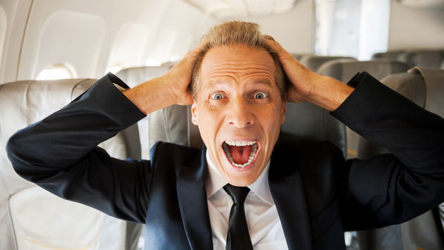 Annoyed passenger on an airplane