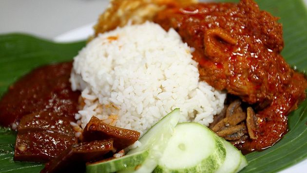 Nasi lemak is a breakfast menu staple in Malaysia