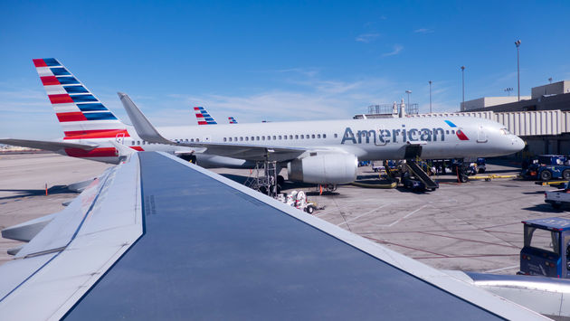 American Airlines plane refueling at Phoenix Sky Harbor International Airport
