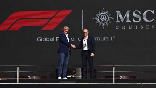 Stefano Domenicali, President & CEO of Formula 1, and Pierfrancesco Vago, MSC Cruises’ Executive Chairman.