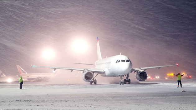 winter, snow, plane