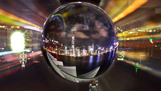Crystal ball, Hong Kong skyline