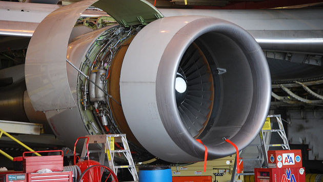 American Airlines Boeing 767 port engine cowl open Dallas-Forth Worth International Airport