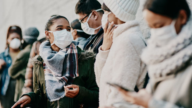 A group wearing face masks amid the COVID-19 pandemic