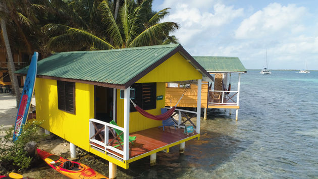 overwater, bungalow, belize, beach