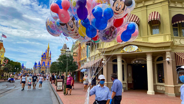 Mickey Balloons on Main Street at Walt Disney World's Magic Kingdom