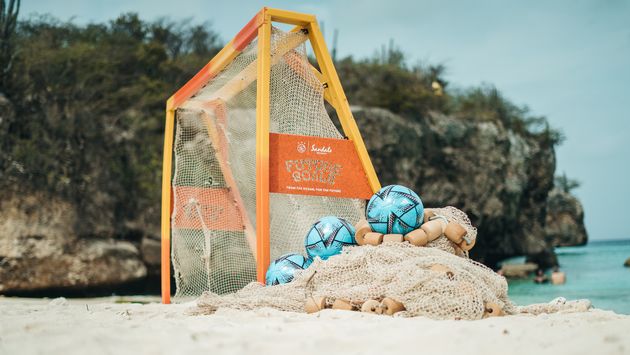 The new Future Goals program uses fishing nets found in the ocean to create soccer goals