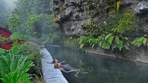 Enjoying hot springs in Chile