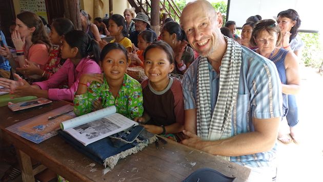 The author spends time in a Cambodian school