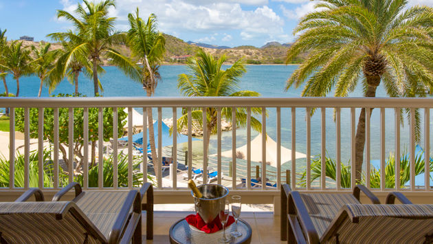 Royal Suite balcony at St James's Club & Villas, Antigua, Elite Island Resorts
