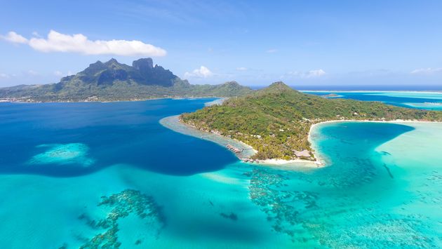 Bora Bora viewed from a helicopter