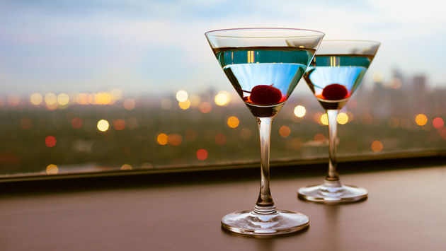 A pair of martini cocktails
